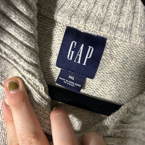 GAP Sandstone Wool Blend Knit Sweater with Corduroy Elbow Patches Size XXL - Picture 2 of 4